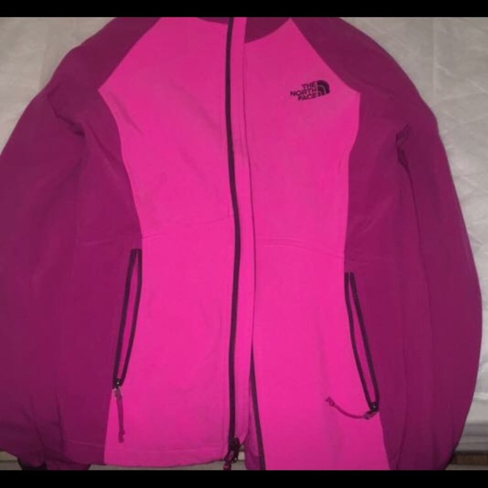 Pink north face shell with fleece on the inside